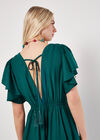 Angel Sleeve Button-Down Maxi Dress, Green, large