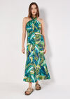 Painterly Tropical Jersey Maxi Dress, Blue, large