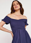 Cross Over Slit Dress, Blue, large