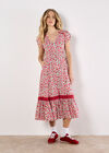 Ditsy Floral Button Down Midi Dress, White, large