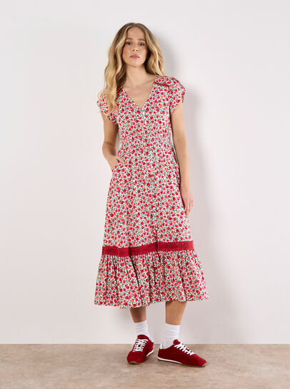 Ditsy Floral Button Down Midi Dress