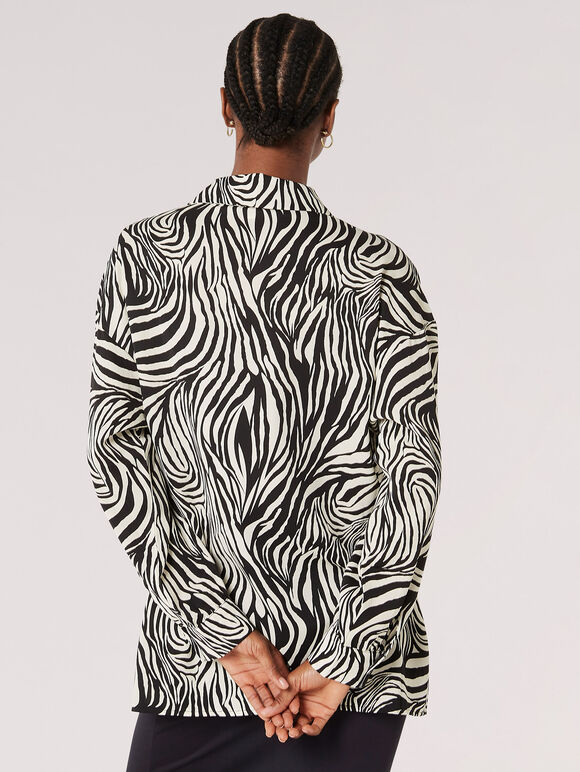 Zebra Swirl Oversized Shirt, Black, large