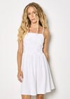 Eyelash Embroidered Cami Mini Dress, White, large