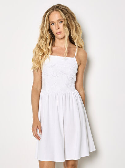 Eyelash Embroidered Cami Mini Dress
