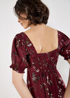 Botanical Floral Smocked Mini Dress, Burgundy, large