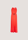 Linen Blend Wrap Midaxi Dress, Pink, large