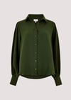 Balloon Sleeve Shirt, Green, large