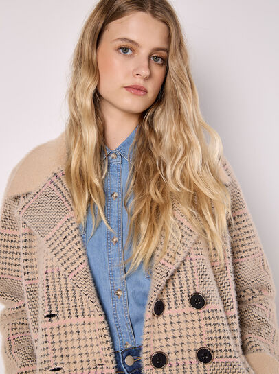 Heritage Check Fluffy Knit Coat