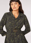 Textured Print Hanky Hem Belted Top, Green, large