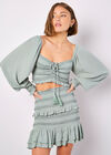 Smocked Crop Top, Mint, large
