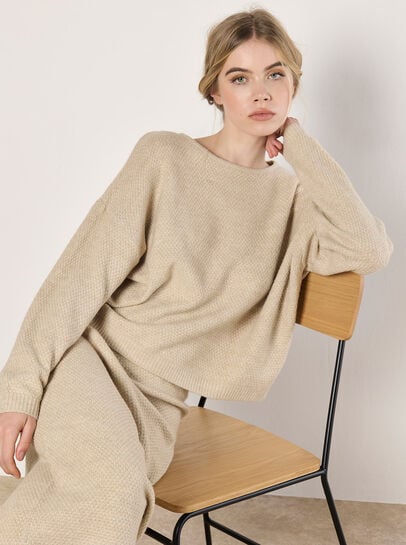 Waffle Knit Batwing Jumper