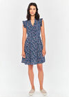 Micro Ditsy Ruffle Shoulder Dress, Navy, large