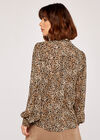Leopard Pussybow Blouse, Stone, large