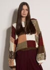 Chunky Hand-Crocheted Patchwork Jumper, Brown, large