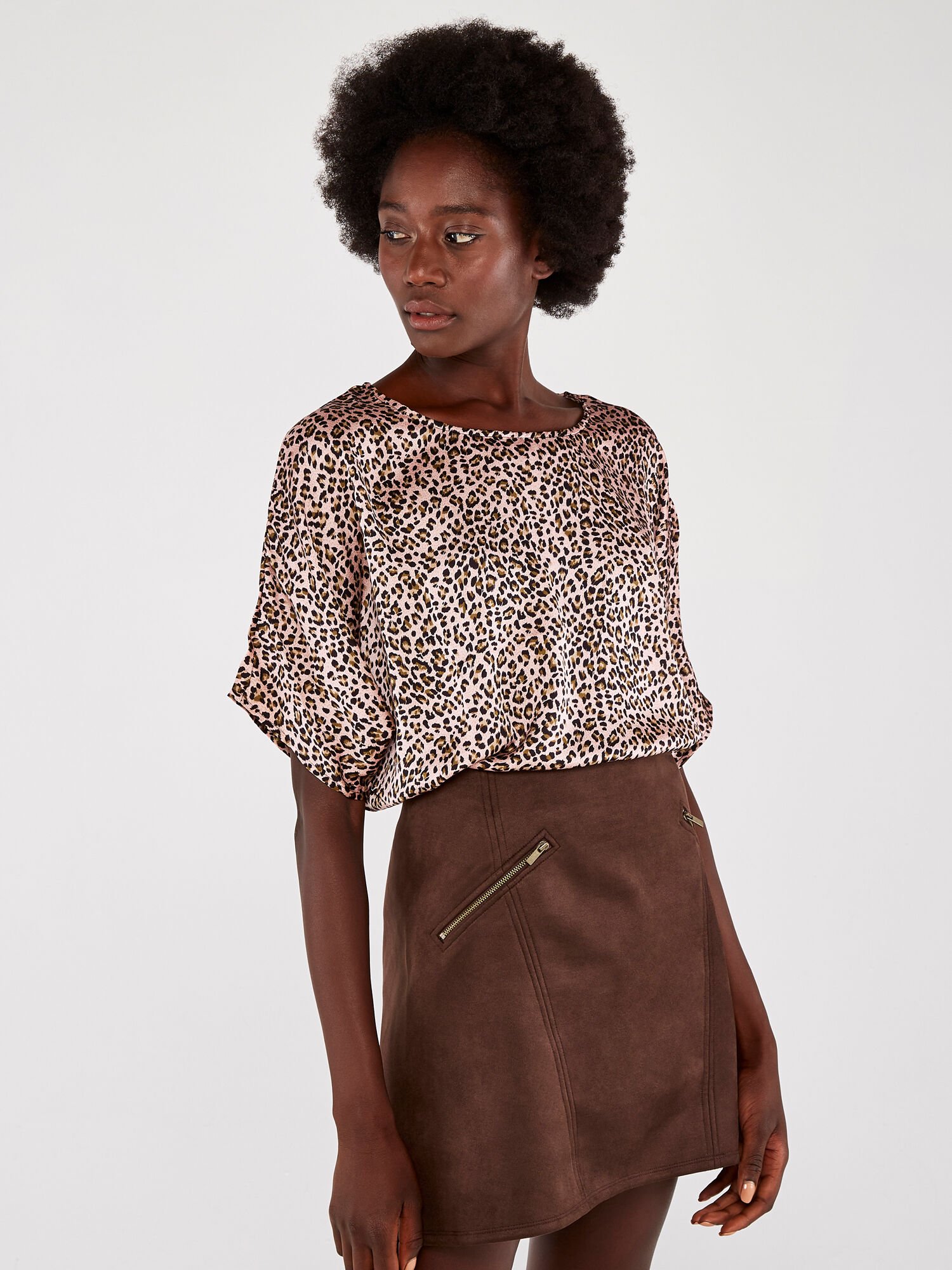 Leopard print satin top hot sale