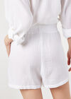Textured Cotton Shorts, White, large