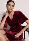 Velvet Button-Down Mini Dress, Red, large