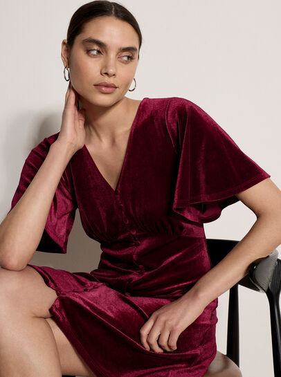 Velvet Button-Down Mini Dress