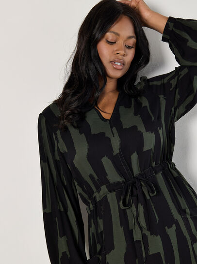 Curve Abstract Lines Midi Dress