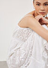 Embroidered Mesh Tiered Maxi Dress, Cream, large
