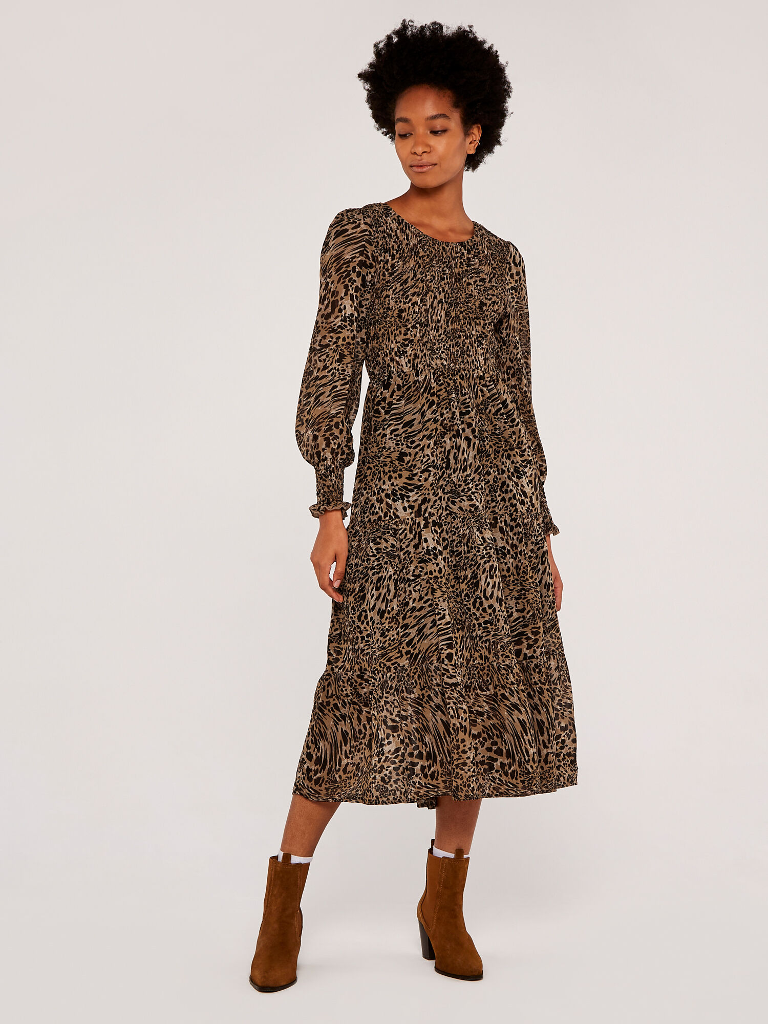 H&m leopard new arrivals midi dress