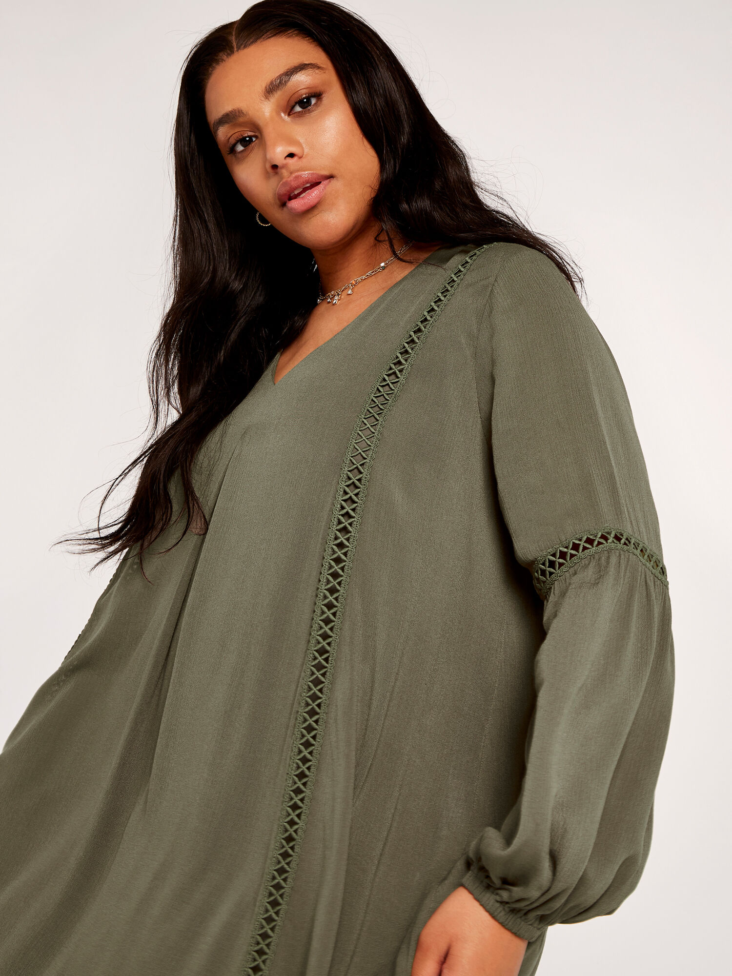 Curve Lace Detail Boho Swing Dress