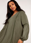 Curve Lace Detail Boho Swing Dress, Khaki, large