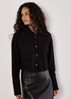 Soft Twill Cropped Shirt, Black, large