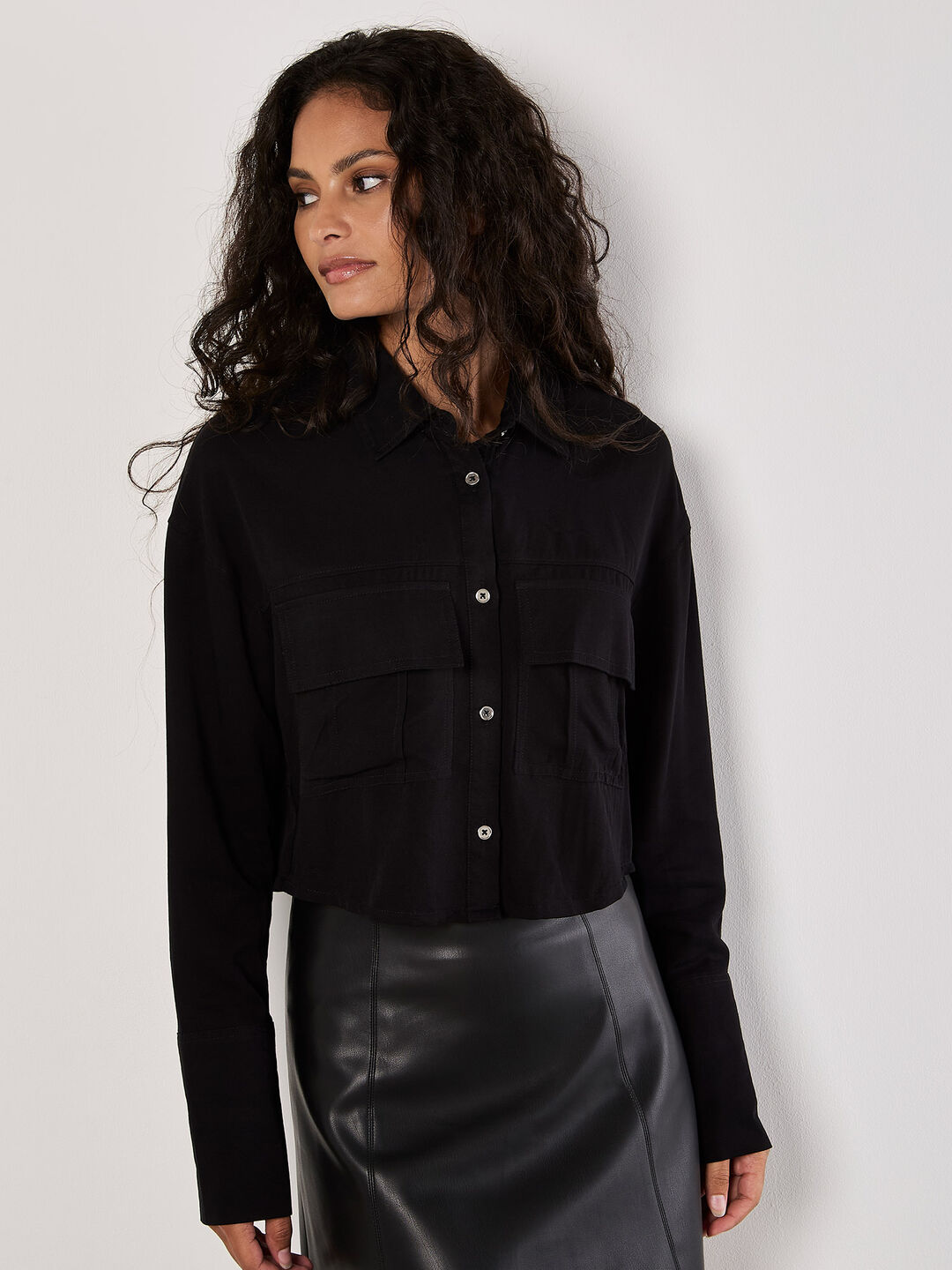 Image of Soft Twill Cropped Shirt