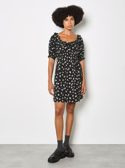 Floral Ruffle Milkmaid Mini Dress