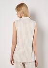 Longline Woven Pinstripe Waistcoat, Stone, large