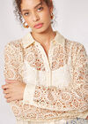 Geometric Guipure Lace Shirt, Stone, large