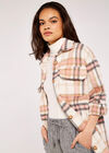  Check Longline Shacket, Peach, large