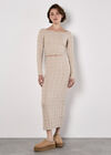 Cable Knit Maxi Skirt, Stone, large
