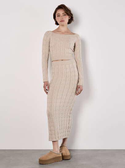 Cable Knit Maxi Skirt