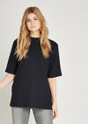 Entwined Lines Rib Mock Neck Top, Navy, large