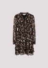 Floral Ruffle Chiffon Mini Dress, Black, large