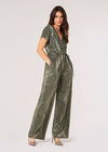 Metallic Plisse Wrap Jumpsuit, Green, large