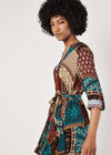 Patchwork Paisley Shirt Mini Dress, Rust, large
