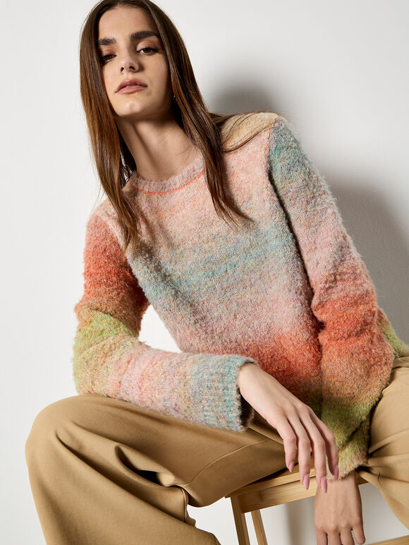 Ombre Space Dye Boucle Jumper, Pink, large