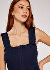 Slub Linen Nape Dress, Navy, large