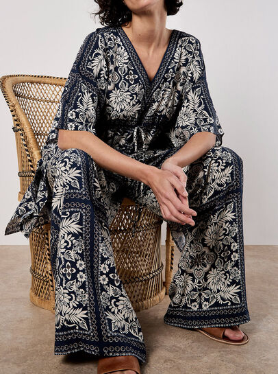 Scarf Print Kimono Mini Dress