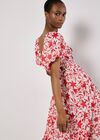 Sarasa Floral Tiered Midi Dress, Cream, large