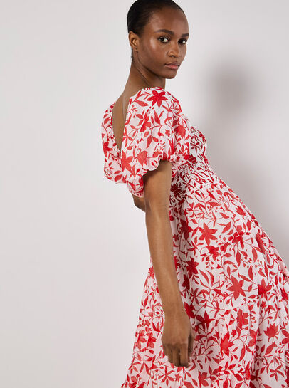 Sarasa Floral Tiered Midi Dress