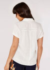 Linen Button Top, Cream, large