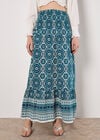 Batik Print Smocked Maxi Skirt, Blue, large