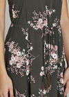 Khaki Floral Print Ruched Waist Maxi, Khaki, large