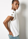 Decorative Button Jersey T-Shirt, Cream, large