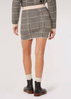 Knitted Checked Mini Skirt, Stone, large