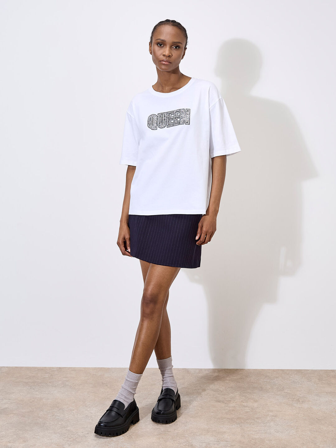 Image of Rhinestone Queen Cotton T-Shirt